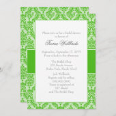 Kelly Green Damask Bridal Shower Uitnodiging (Voorkant / Achterkant)