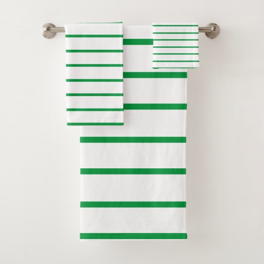 Kelly Green Decorative stripe-patroon Bad Handdoek (Insitu)