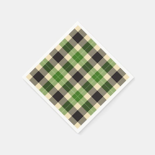 Kelly Green en Black Tartan Plaid Papieren servett Servetten (Hoek)