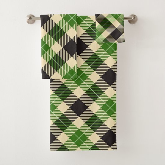 Kelly Green en Black Tartan Pset Bad Handdoek (Insitu)