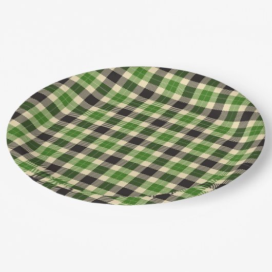 Kelly Green en Black Tartan Pset Paper Borden Papieren Bordje (Gekanteld)