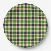 Kelly Green en Black Tartan Pset Paper Borden Papieren Bordje (Voorkant)