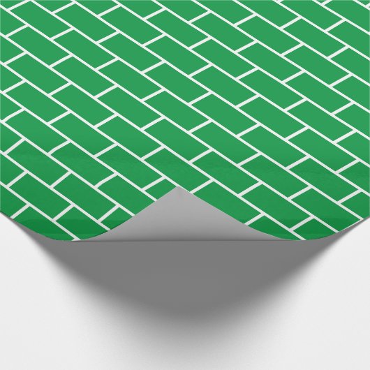 Kelly Green en White Brick Pattern Cadeaupapier (Hoek)