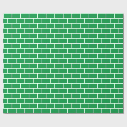 Kelly Green en White Brick Pattern Cadeaupapier (Vlak)