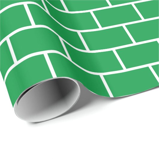 Kelly Green en White Brick Pattern Cadeaupapier (Rol Hoek)