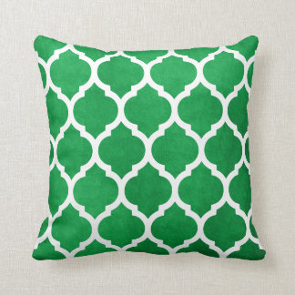 Kelly Green en White Classic Trellis Quatrefoil Kussen