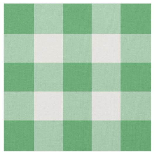 Kelly Green en White Gingham Pattern Fabric Stof (Close Up)