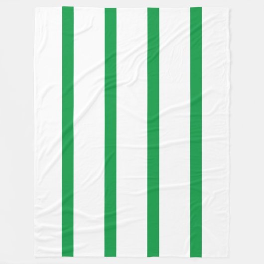Kelly Green en White Minimal Wide Stripes Kantoor Fleece Deken (Voorkant)