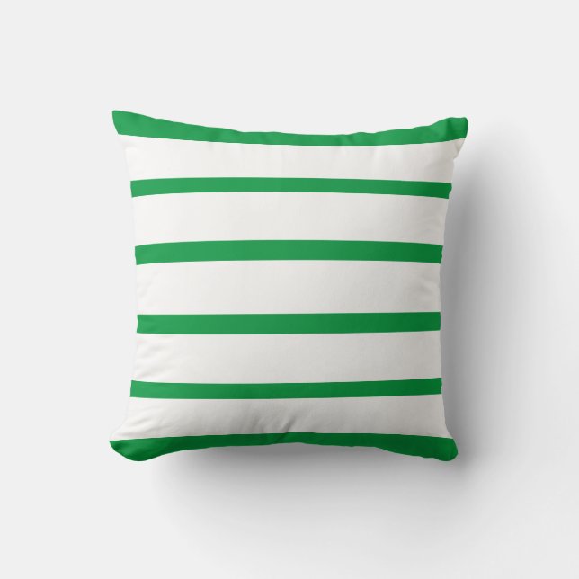 Kelly Green en White Minimal Wide Stripes Kantoor Kussen (Voorkant)