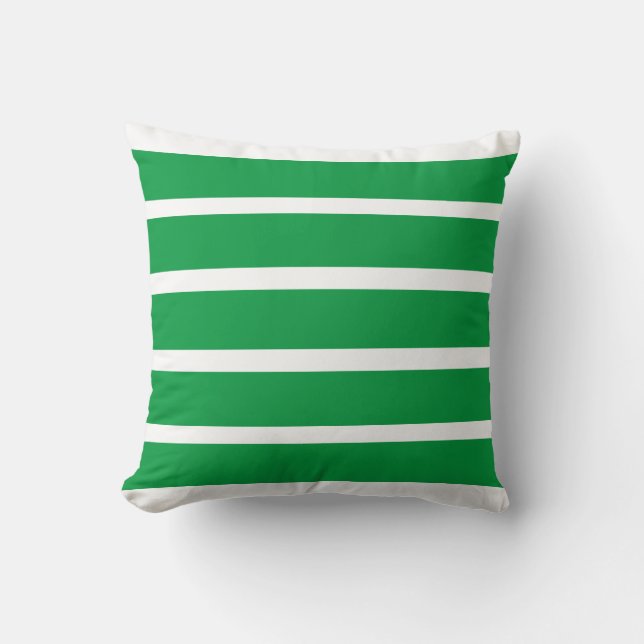 Kelly Green en White Minimal Wide Stripes Kantoor Kussen (Voorkant)