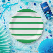 Kelly Green en White Minimal Wide Stripes Kantoor Papieren Bordje (Feest)