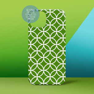 Kelly Green en White Modern Geometric Pattern Case-Mate iPhone Case