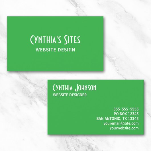 Kelly Green en White Retro Bold Visitekaartje