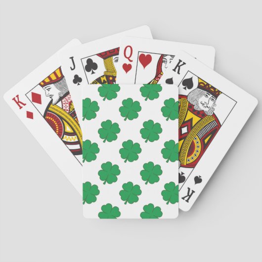 Kelly Green en White Shamrock, 4-blad klaver Pokerkaarten (Achterkant)