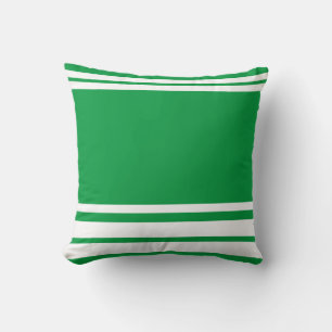 Kelly Green en witte dunne strepen Kussen