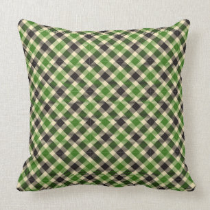 Kelly Green en Zwarte Tartan Schotse ruit 2 vierka Kussen
