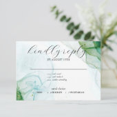 Kelly Green Fluid Ink RSVP-kaart RSVP Kaartje (Staand voorkant)