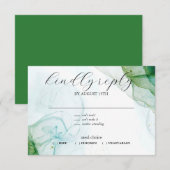 Kelly Green Fluid Ink RSVP-kaart RSVP Kaartje (Voorkant / Achterkant)