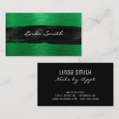 Kelly Green geborsteld metaal zwart penseelstreken Visitekaartje (Voorkant / Achterkant)