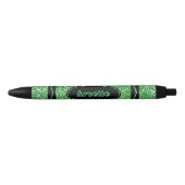 Kelly Green Glitter Crayon Aangepaste naam Push Pe Zwarte Inkt Pen (Voorkant)
