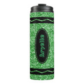 Kelly Green Glitter Crayon Hot Drink Naam Tumbler Thermosbeker (Voorkant)