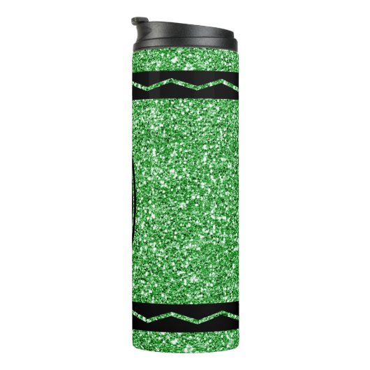 Kelly Green Glitter Crayon Hot Drink Naam Tumbler Thermosbeker (Geroteerd rechts)