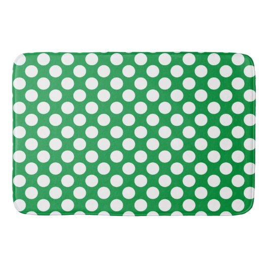 Kelly Green: Groot wit Polka Dot Patroon Badmat (Voorkant)