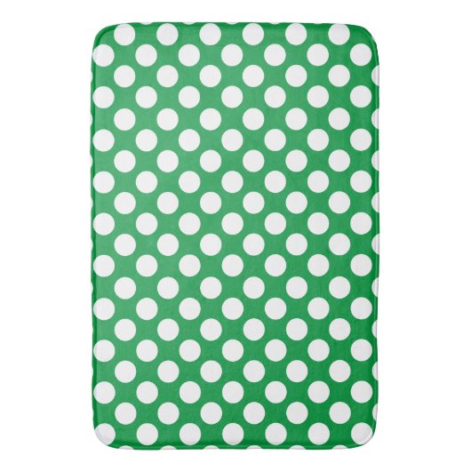 Kelly Green: Groot wit Polka Dot Patroon Badmat (Voorkant Verticaal)