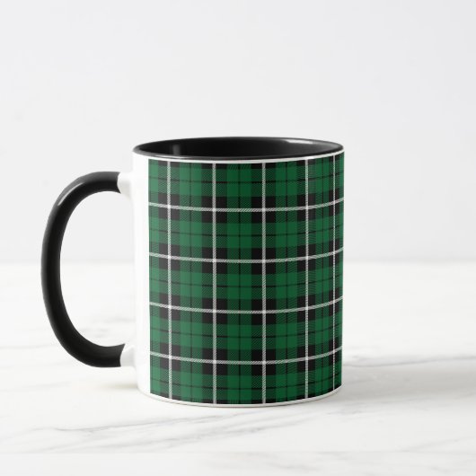 Kelly green Irish green white/black stripe plaid Mok (Links)