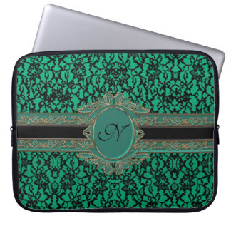 Kelly Green Irish Lace Monogram laptophoes Laptop Sleeve