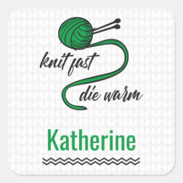 Kelly Green Knit Fast, Die Warm Vierkante Sticker