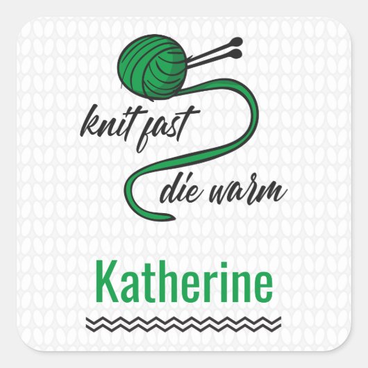 Kelly Green Knit Fast, Die Warm Vierkante Sticker (Voorkant)