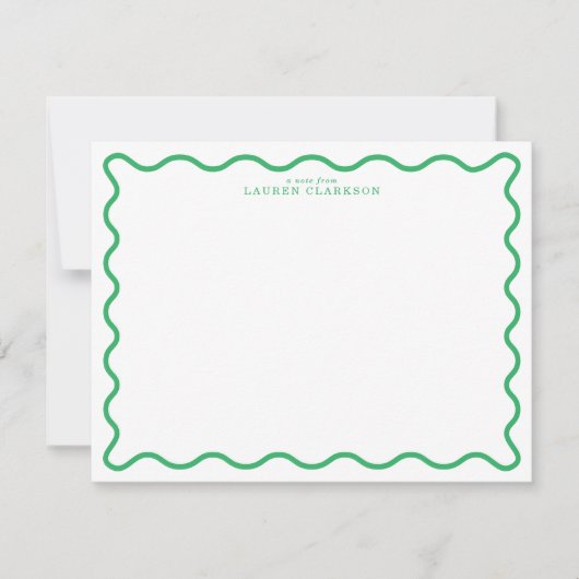 Kelly Green Modern Wavy Border Note Card Kaart (Voorkant)