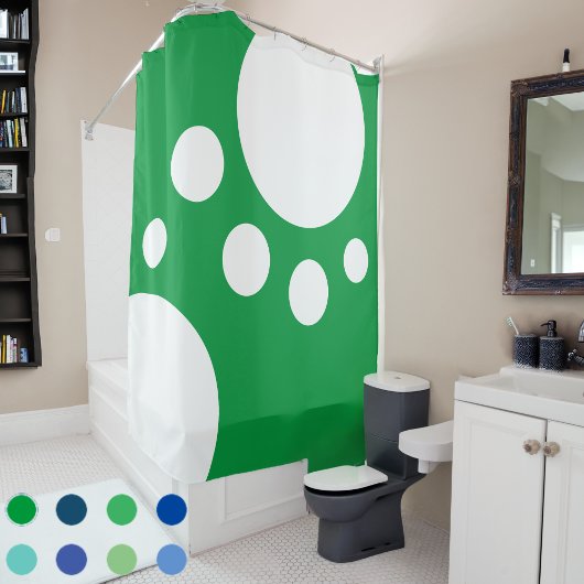 Kelly Green : Moderne Stippen in Wit Douchegordijn