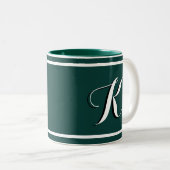 Kelly Green Monogrammed Two-Tone Coffee Mok (Voorkant rechts)