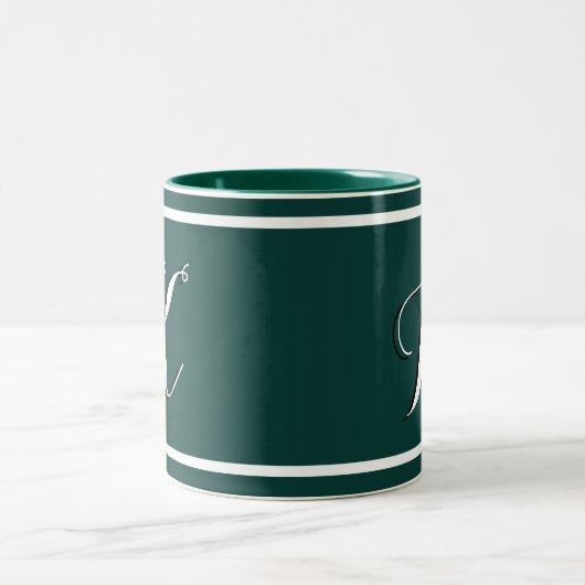 Kelly Green Monogrammed Two-Tone Coffee Mok (Center)