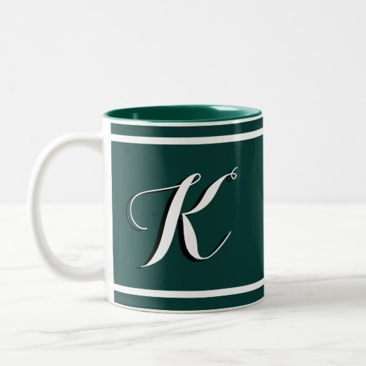 Kelly Green Monogrammed Two-Tone Coffee Mok (Links)
