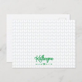 Kelly Green Personalized Knit Stitch Briefkaart