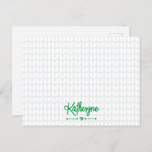 Kelly Green Personalized Knit Stitch Briefkaart
