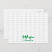 Kelly Green Personalized Knit Stitch Briefkaart (Voorkant / Achterkant)