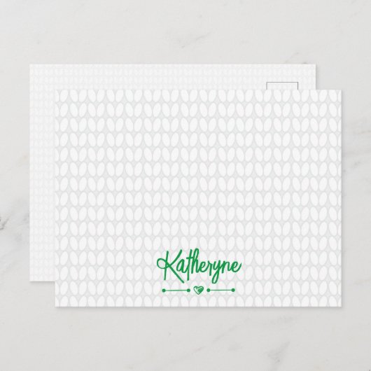 Kelly Green Personalized Knit Stitch Briefkaart (Voorkant / Achterkant)