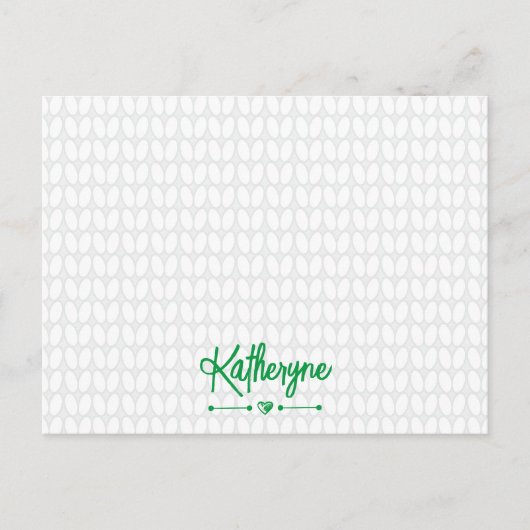 Kelly Green Personalized Knit Stitch Briefkaart (Voorkant)
