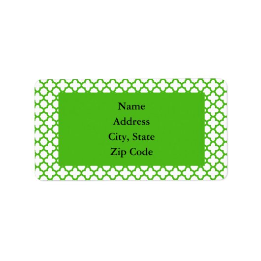Kelly Green Quatrefoil Pattern Etiket (Voorkant)