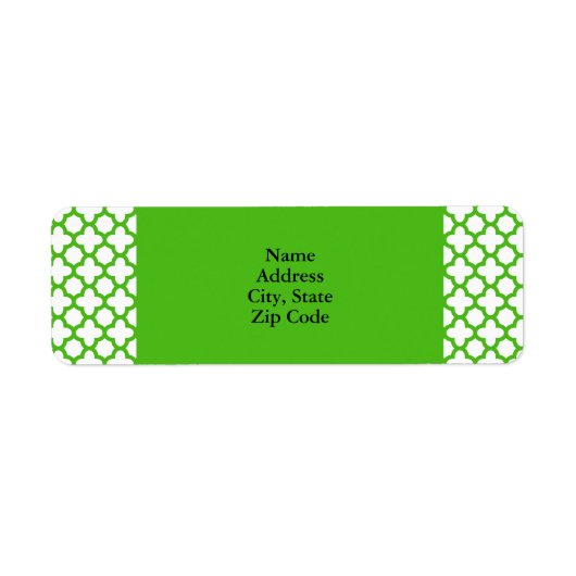Kelly Green Quatrefoil Pattern Etiket (Voorkant)