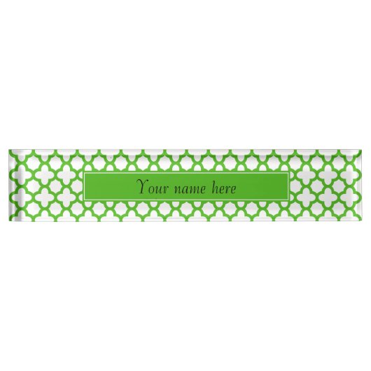 Kelly Green Quatrefoil Pattern Naambordje (Voorkant)