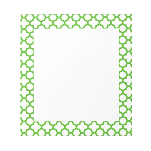 Kelly Green Quatrefoil Pattern Notitieblok (Voorkant)
