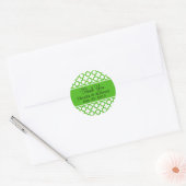 Kelly Green Quatrefoil Pattern Weddenschap Bedankt Ronde Sticker (Envelop)