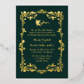 Kelly Green  Roos Border Folie Uitnodiging (Voorkant)