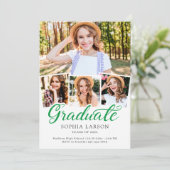 Kelly Green Script 4 Fotocollage Afstuderen Aankondiging (Staand voorkant)