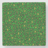 Kelly Green Shamrock Shaped Leopard Print Onderzet Stenen Onderzetter (Voorkant)